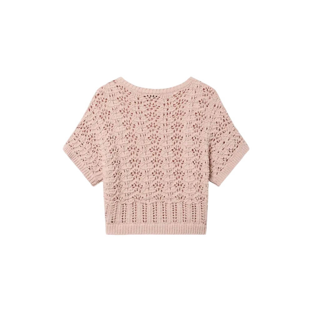 Mint Velvet Pink Open Stitch Batwing Top